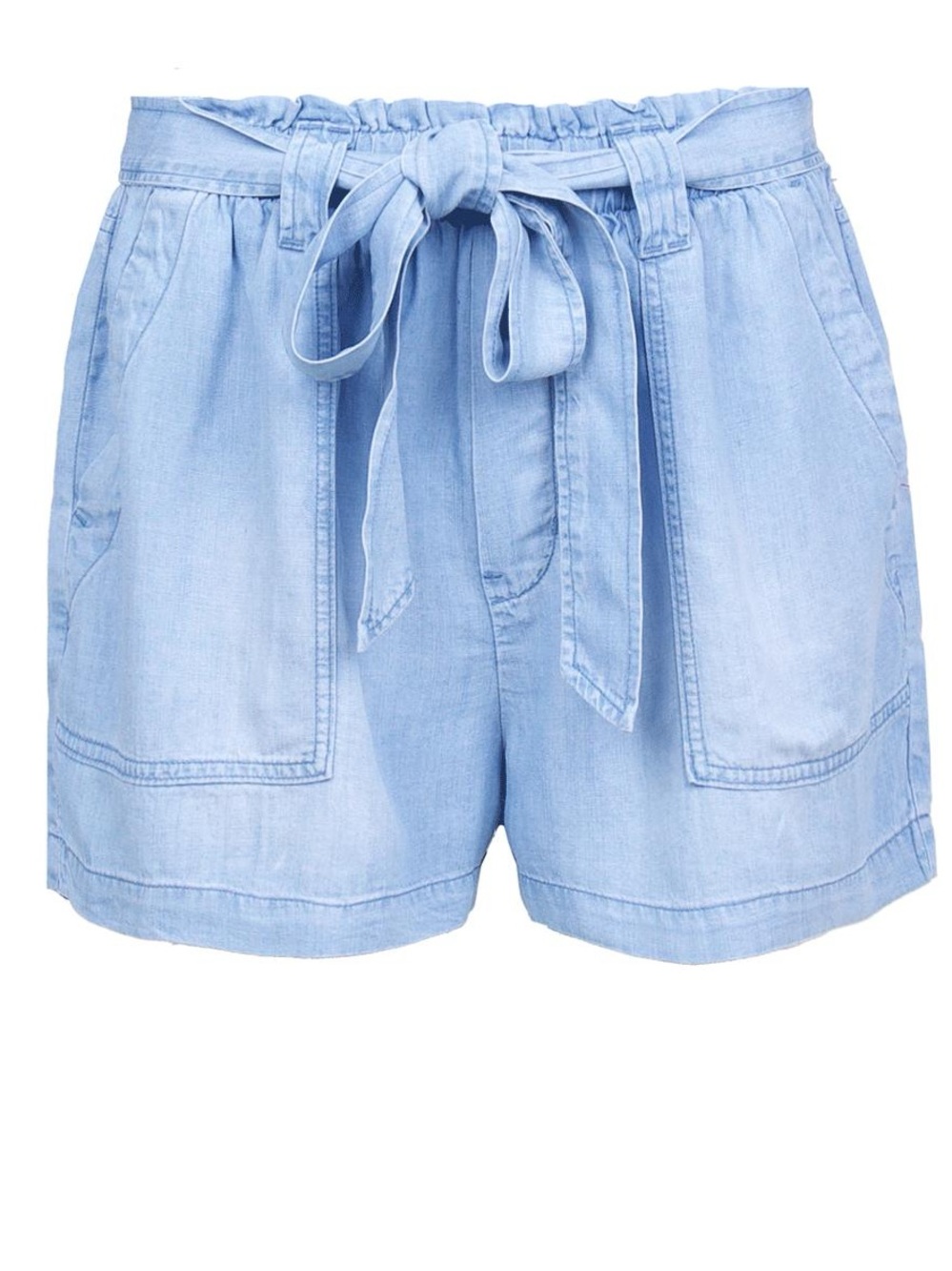🆕 Bella Dahl Chambray Utility Tie-Waist Women's Elasticised Shorts - L